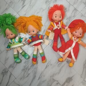 Vtg 1983 Hallmark Rainbow Brite, Patty O'Green, Red Butler, & Lala Orange Dolls